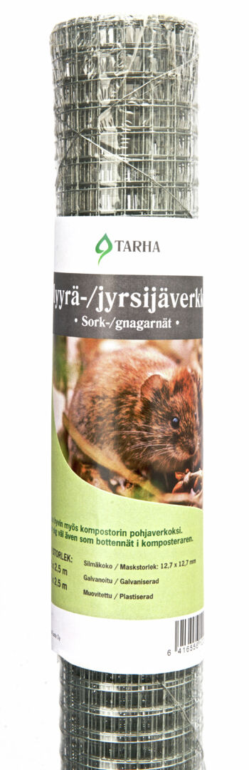 Myyrä- ja jyrsijäverkko galvanoitu 1,2 x 2,5 m