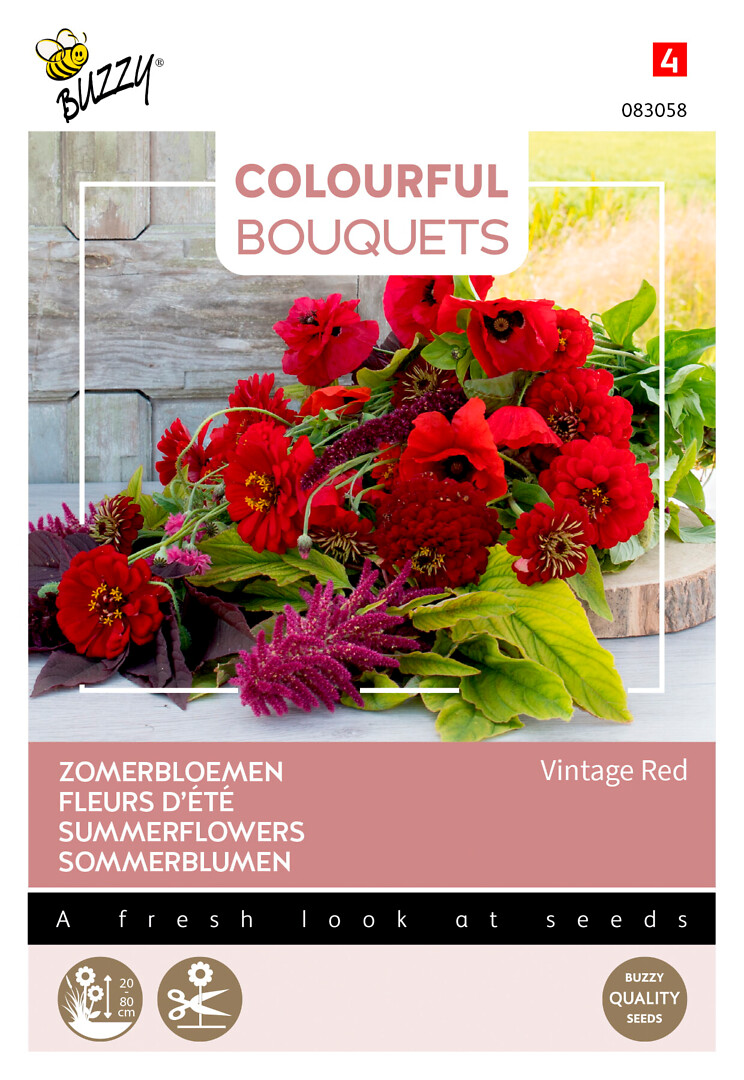 Colorful Bouquets Vintage Red