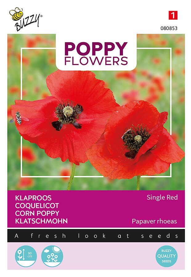 Poppy Flowers silkkiunikko punainen, yksinkertainen