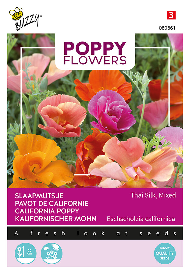 Poppy Flowers kaliforniantuliunikko Thai Silk